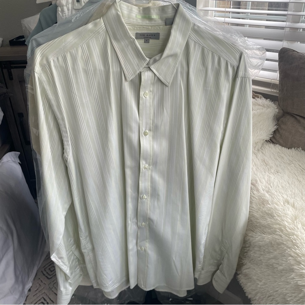 Ted Baker Striped Button-Up (green)